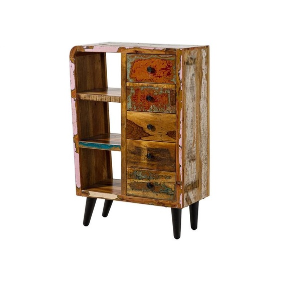 MASSIVMOEBEL24 | Commode 79x40 Bois de récupération laqué Multicolore SIXTIES #105