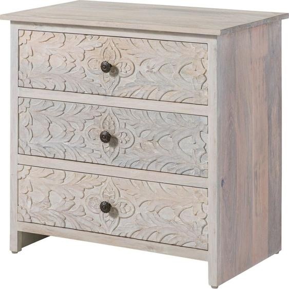 MASSIVMOEBEL24 | Commode en bois de Manguier 80x48x78 blanc huilé KASHMIR #107