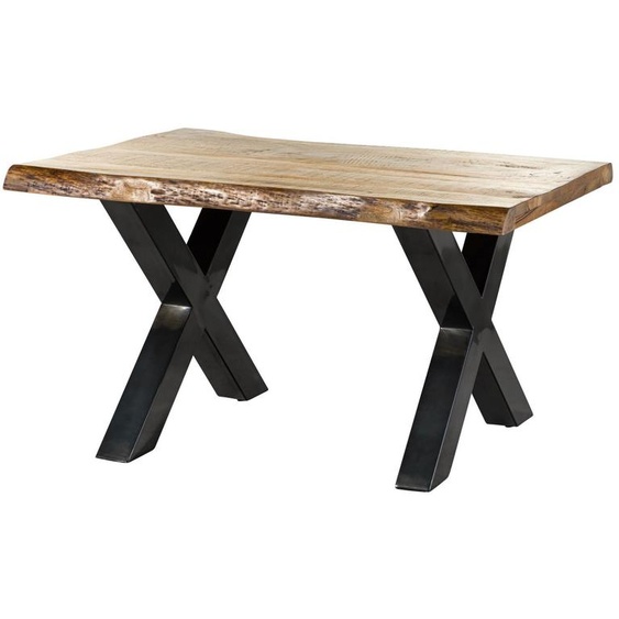 MASSIVMOEBEL24 | Table à manger 140x90 en bois de manguier laqué naturel pieds en X anthracite brillant FREEFORM 5