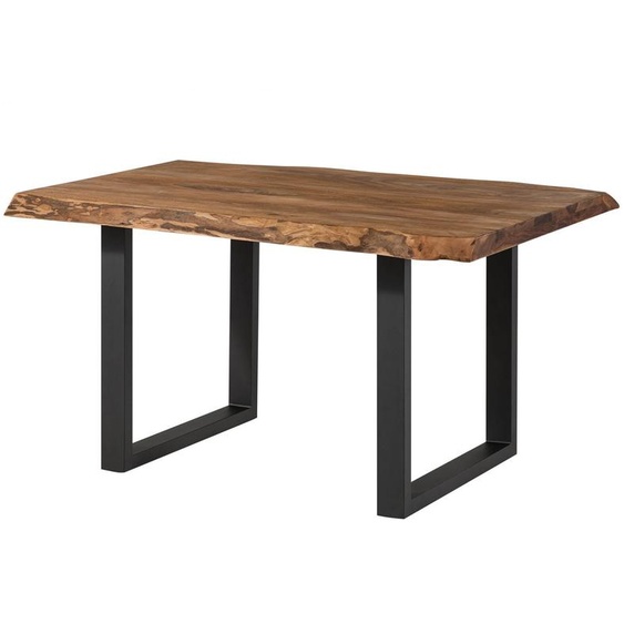 MASSIVMOEBEL24 | Table à manger 140x90 en bois de Sheesham bois naturel pieds en U anthracite mat FREEFORM 5