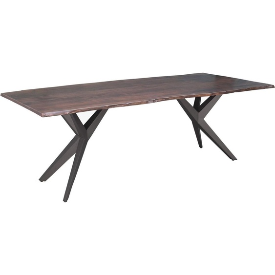 MASSIVMOEBEL24 | Table à manger 160x90 Acacia laqué Brun / Anthracite mat FREEFORM #25