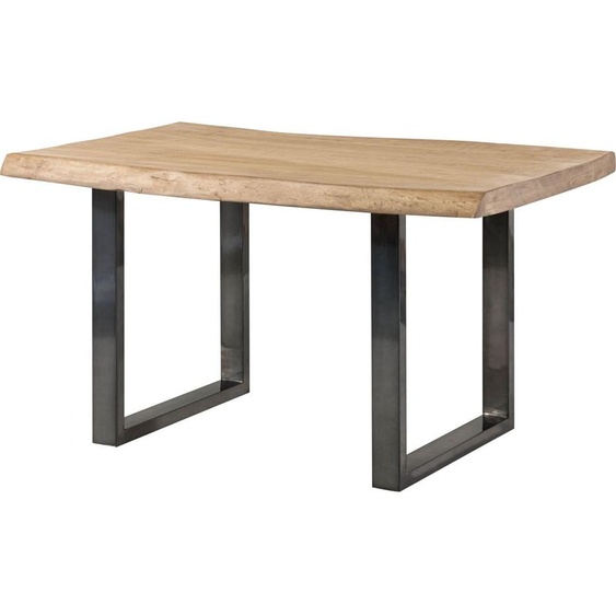 MASSIVMOEBEL24 | Table à manger 160x90 en bois de manguier laqué beige pieds en U anthracite brillant FREEFORM 5