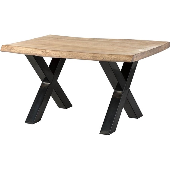 MASSIVMOEBEL24 | Table à manger 160x90 en bois de manguier laqué beige pieds en X anthracite brillant FREEFORM 5