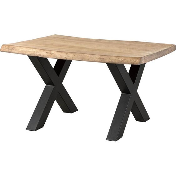 MASSIVMOEBEL24 | Table à manger 160x90 en bois de manguier laqué beige pieds en X anthracite mat FREEFORM 5