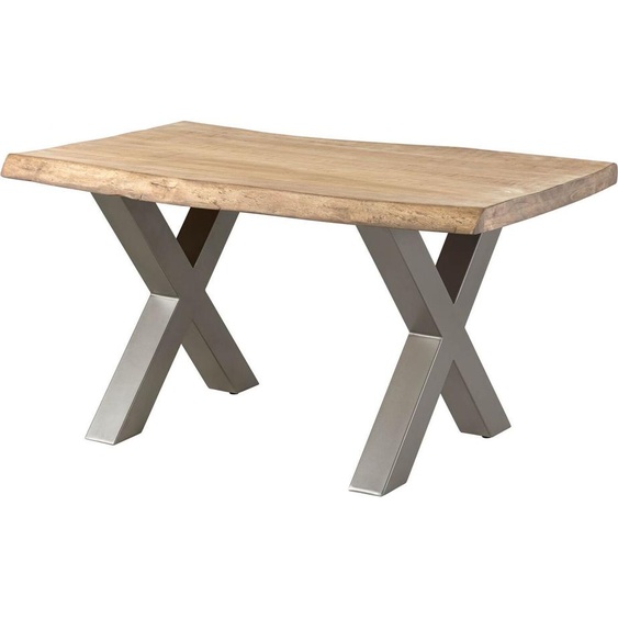 MASSIVMOEBEL24 | Table à manger 160x90 en bois de manguier laqué beige pieds en X gris FREEFORM 5