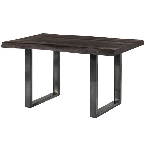 MASSIVMOEBEL24 | Table à manger 160x90 en bois de manguier laqué gris taupe pieds en U anthracite brillant FREEFORM 5