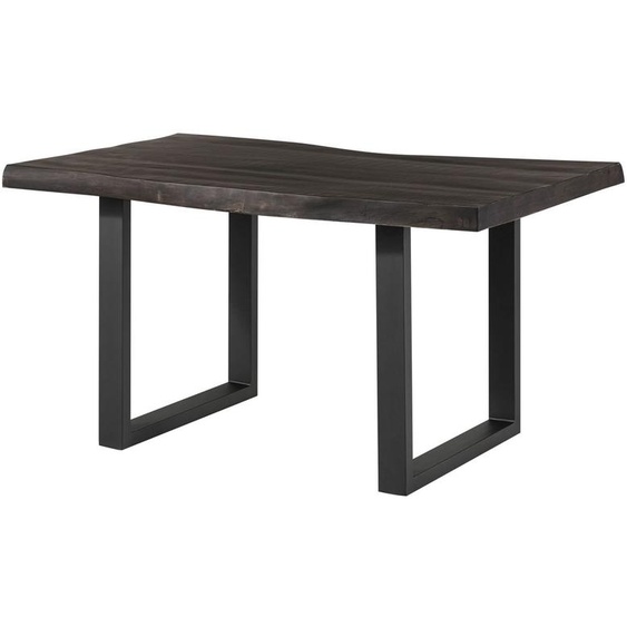 MASSIVMOEBEL24 | Table à manger 160x90 en bois de manguier laqué gris taupe pieds en U anthracite mat FREEFORM 5