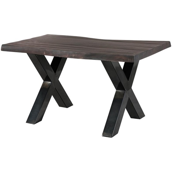 MASSIVMOEBEL24 | Table à manger 160x90 en bois de manguier laqué gris taupe pieds en X anthracite brillant FREEFORM 5