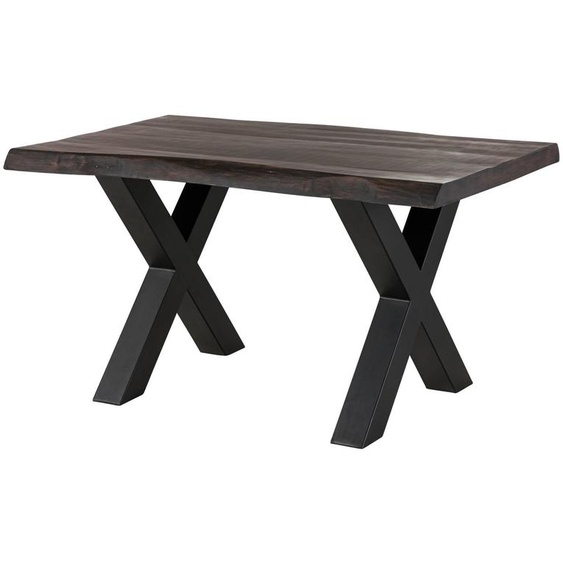 MASSIVMOEBEL24 | Table à manger 160x90 en bois de manguier laqué gris taupe pieds en X anthracite mat FREEFORM 5