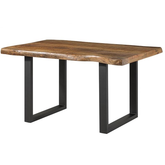 MASSIVMOEBEL24 | Table à manger 160x90 en bois de manguier laqué naturel pieds en U anthracite mat FREEFORM 5