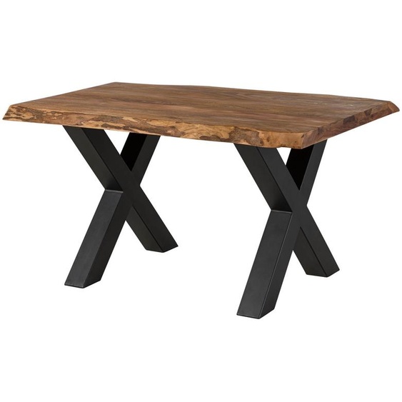 MASSIVMOEBEL24 | Table à manger 160x90 en bois de Sheesham bois naturel pieds en X anthracite mat FREEFORM 5