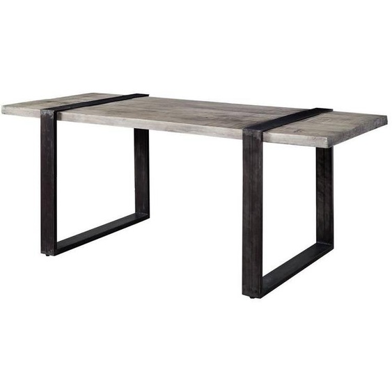 MASSIVMOEBEL24 | Table à manger 170x90 Manguier laqué Gris HEAVY INDUSTRY #103