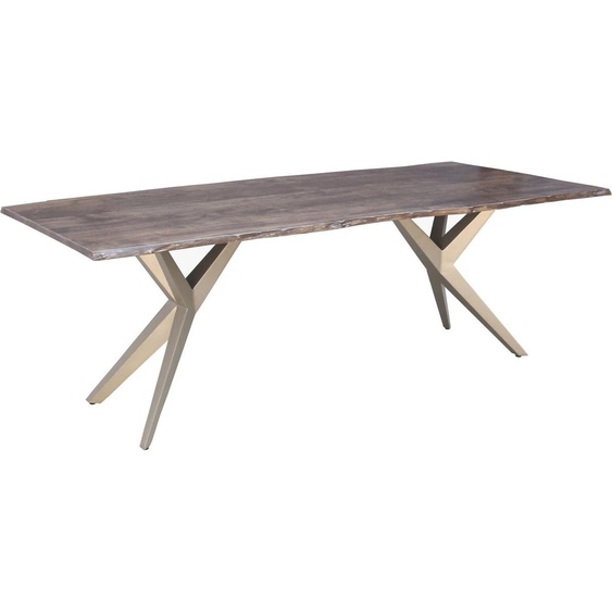 MASSIVMOEBEL24 | Table à manger 180x90 Acacia laqué Gris taupe / Gris mat FREEFORM #35