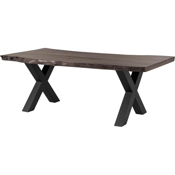MASSIVMOEBEL24 | Table à manger 180x90 en bois dacacia gris taupe mat pieds en X anthracite mat FREEFORM 5