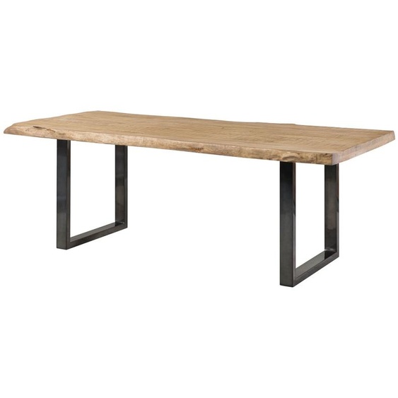 MASSIVMOEBEL24 | Table à manger 180x90 en bois de manguier laqué beige pieds en U anthracite brillant FREEFORM 5