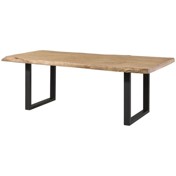 MASSIVMOEBEL24 | Table à manger 180x90 en bois de manguier laqué beige pieds en U anthracite mat FREEFORM 5