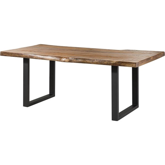 MASSIVMOEBEL24 | Table à manger 180x90 en bois de manguier laqué naturel pieds en U anthracite mat FREEFORM 5