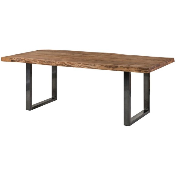 MASSIVMOEBEL24 | Table à manger 180x90 en bois de Sheesham bois naturel pieds en U anthracite brillant FREEFORM 5