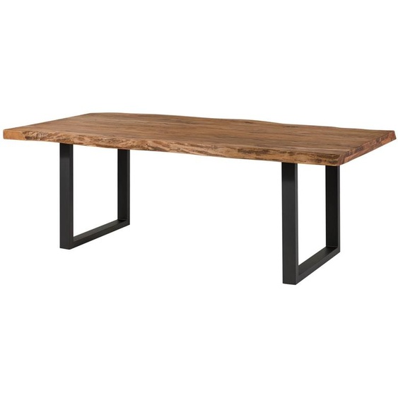 MASSIVMOEBEL24 | Table à manger 180x90 en bois de Sheesham bois naturel pieds en U anthracite mat FREEFORM 5
