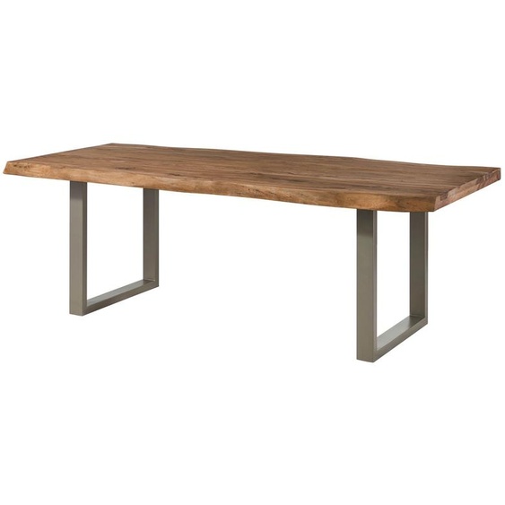 MASSIVMOEBEL24 | Table à manger 180x90 en bois de Sheesham bois naturel pieds en U gris FREEFORM 5