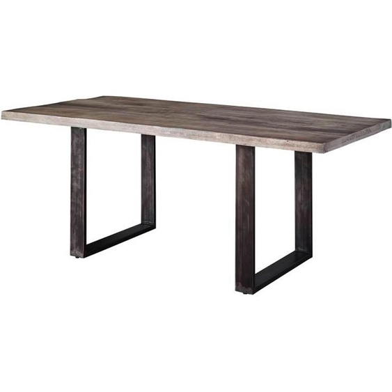 MASSIVMOEBEL24 | Table à manger 190x90 Manguier laqué Gris HEAVY INDUSTRY #101