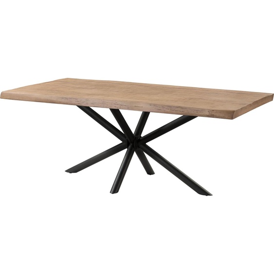 MASSIVMOEBEL24 | Table à Manger en bois de Manguier 180x90x76 beige laqué / pied cenral anthracite matte FREEFORM 5