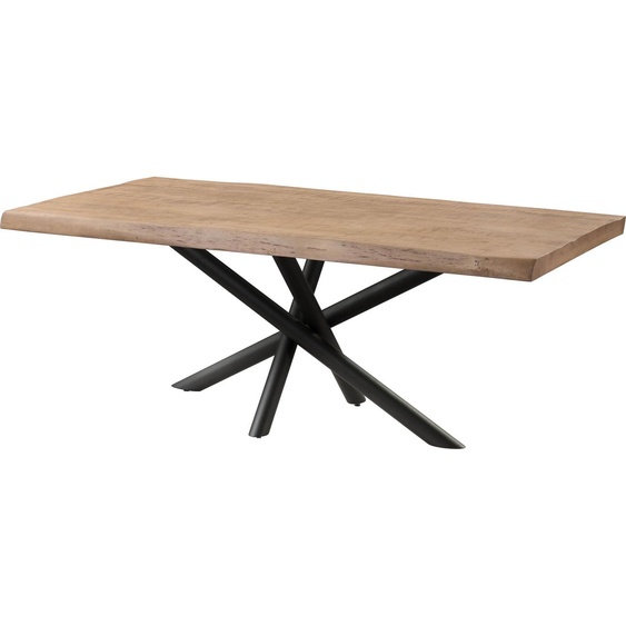 MASSIVMOEBEL24 | Table à Manger en bois de Manguier 180x90x76 beige laqué / pieds Mikado anthracite matte FREEFORM 5