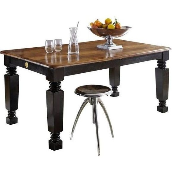 MASSIVMOEBEL24 | Table à manger extensible 140x90 Palissandre laqué Marron / Noir NEW BOSTON #151