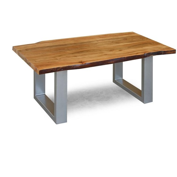 MASSIVMOEBEL24 | Table basse 110x60 Acacia laqué Noisette FREEFORM #11