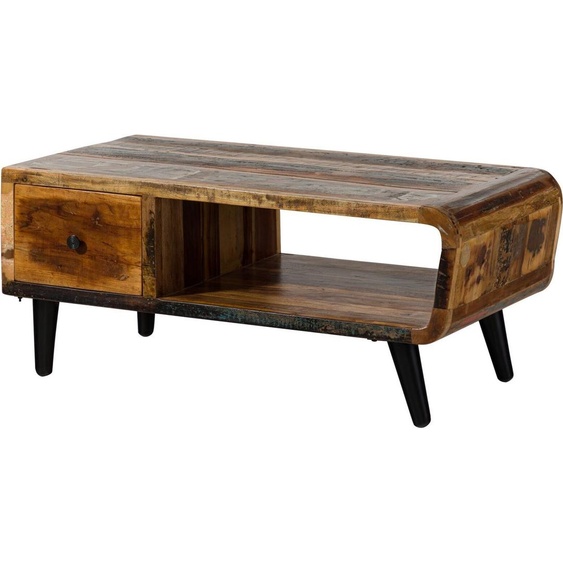 MASSIVMOEBEL24 | Table basse 120x60 Bois de récupération laqué Multicolore SIXTIES #106
