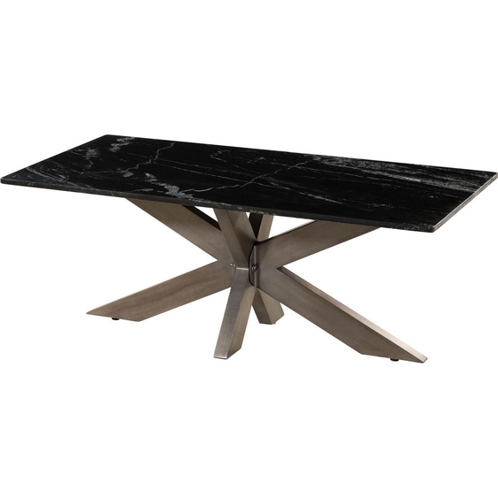 MASSIVMOEBEL24 | Table basse 120x60 marbre noir / pied central fer au look antique laiton BARCELONA #404