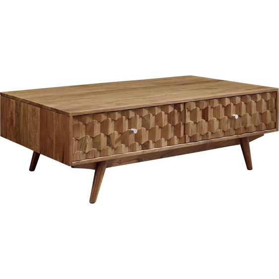 MASSIVMOEBEL24 | Table basse 120x70 Acacia laqué Bois naturel MOSAYK #103