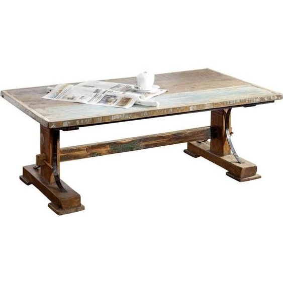 MASSIVMOEBEL24 | Table basse 120x70 Bois de récupération laqué Multicolore NATURE OF SPIRIT #06