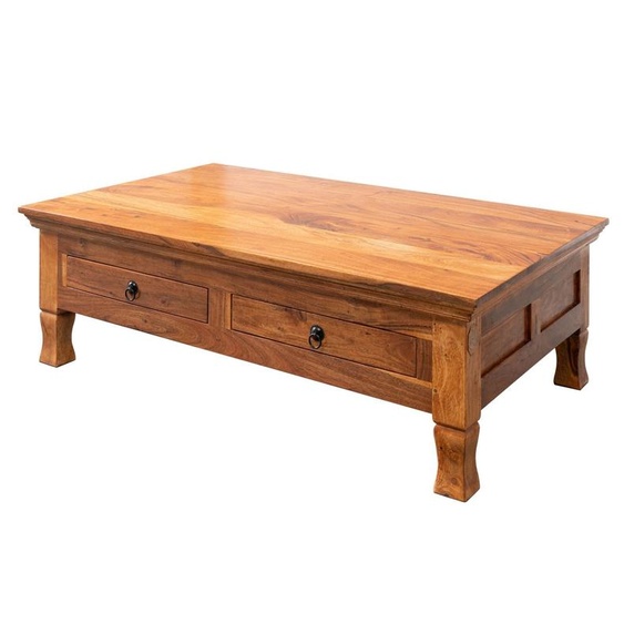 MASSIVMOEBEL24 | Table basse 120x75 Acacia laqué Miel OXFORD #0445