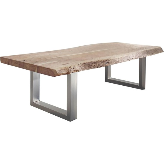 MASSIVMOEBEL24 | Table basse 120x80 Acacia brossé et laqué Natural stone FREEFORM #120