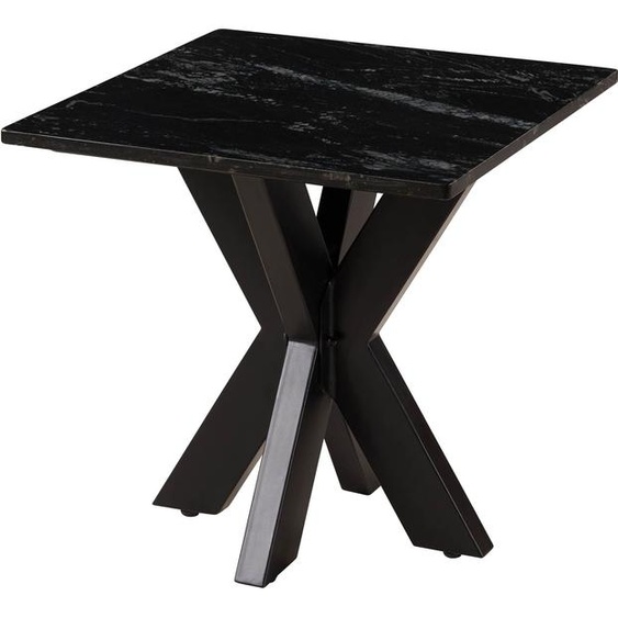 MASSIVMOEBEL24 | Table basse 55x55 marbre noir / pied central en fer noir BARCELONA #415