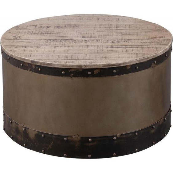 MASSIVMOEBEL24 | Table basse 78x78 Manguier laqué Brun HEAVY INDUSTRY #263