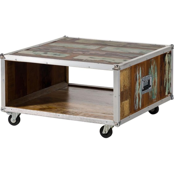 MASSIVMOEBEL24 | Table basse 80x80 Bois de récupération laqué Multicolore INDUSTRIAL #101