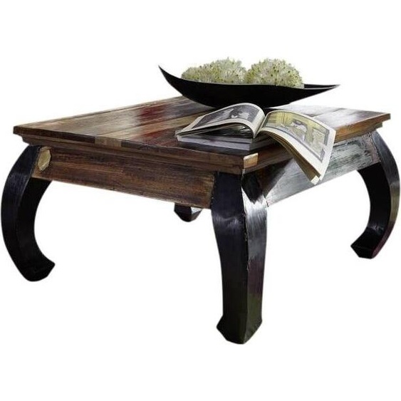 MASSIVMOEBEL24 | Table basse 80x80 Bois de récupération laqué Multicolore NATURE OF SPIRIT #71