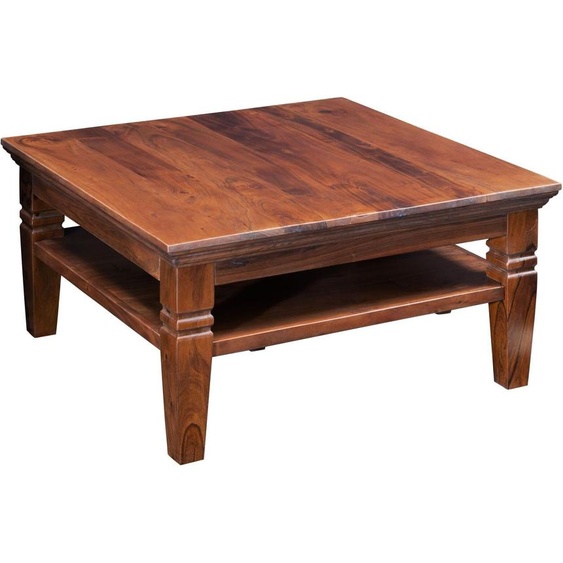 MASSIVMOEBEL24 | Table basse 85x85 Acacia laqué Nougat OXFORD #316