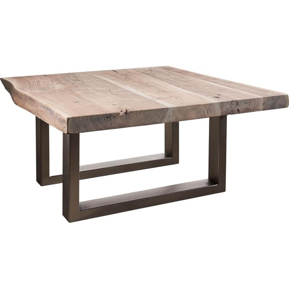 MASSIVMOEBEL24 | Table basse 90x90 Acacia brossé et laqué Natural stone FREEFORM #122