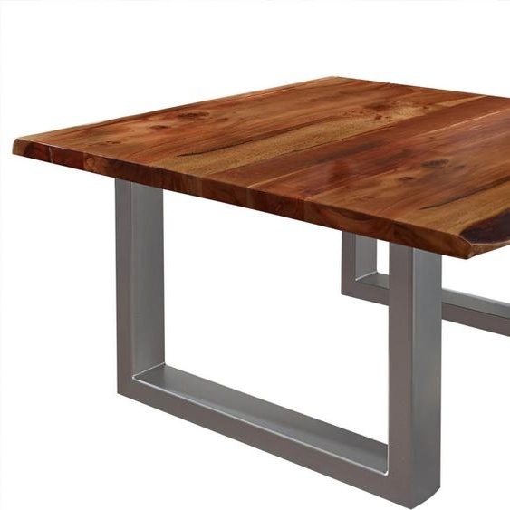 MASSIVMOEBEL24 | Table basse 90x90 Acacia laqué Noisette FREEFORM #10