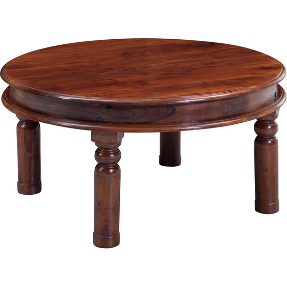 MASSIVMOEBEL24 | Table basse 90x90 Acacia laqué Nougat OXFORD #330