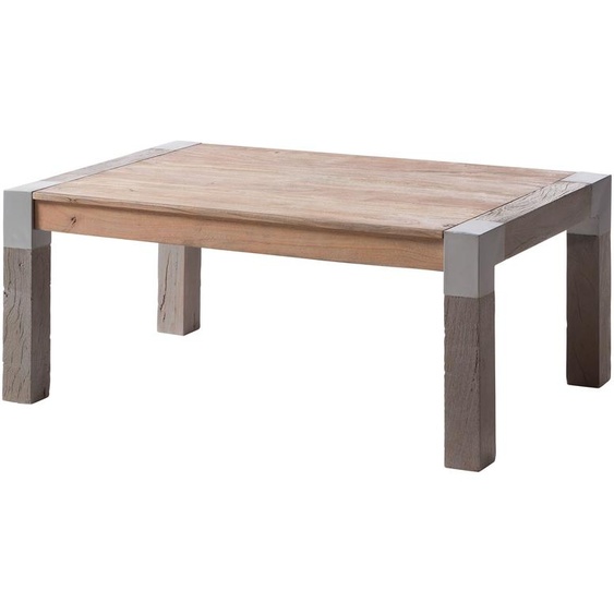 MASSIVMOEBEL24 | Table basse en bois d acacia 110x70x45 beige laqué Amsterdam #118