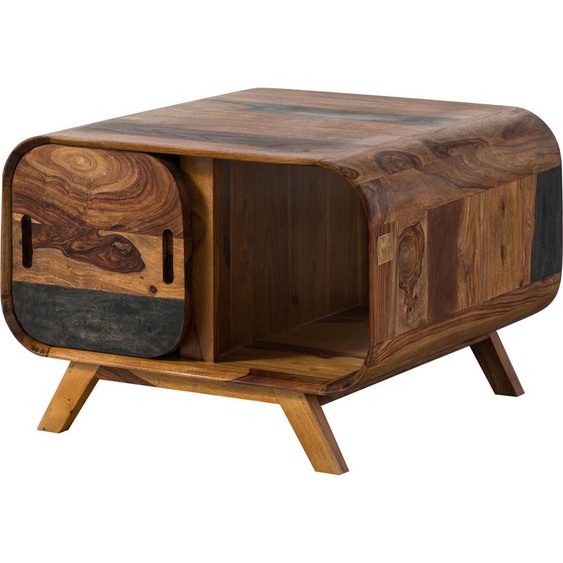 MASSIVMOEBEL24 | Table basse en bois de Sheesham 70x70x50 marron foncé laqué MAILAND #233