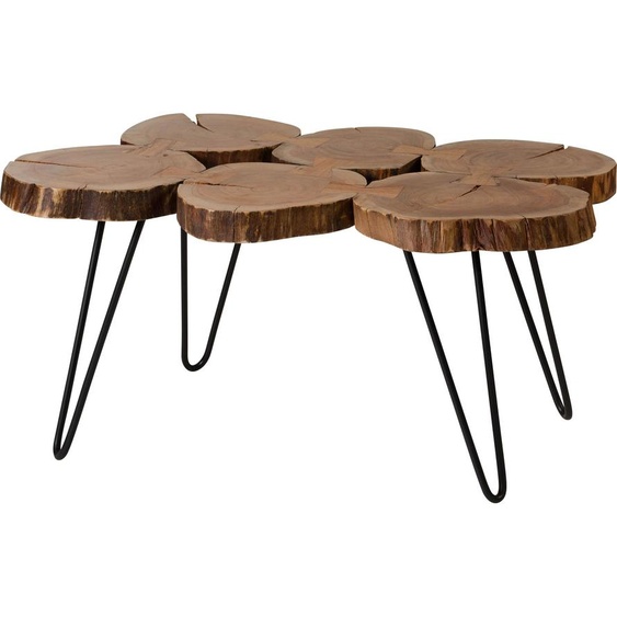 MASSIVMOEBEL24 | Table de Salle de Séjour en bois dAcacia 104x65x45 naturel laqué LOUNGE COLLECTION #25