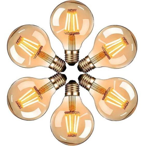 massway Ampoules LED Edison Vintage G80 E27 4W Blanc Chaud 2700K Lot de 6