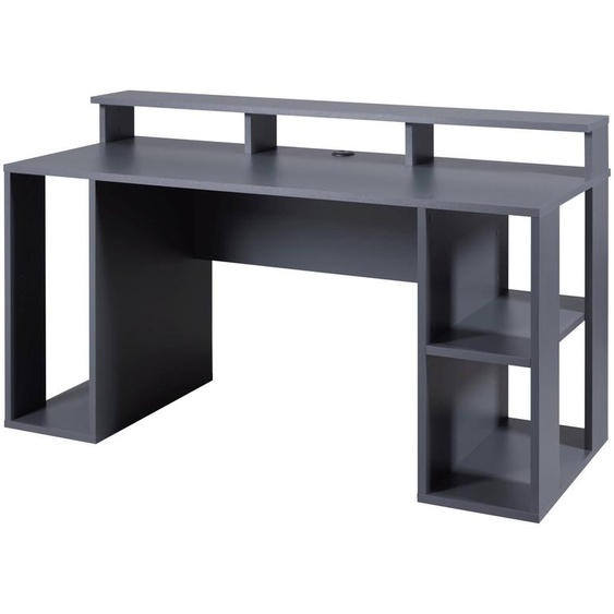 MatchPoint bureau gaming, avec étagères gris.