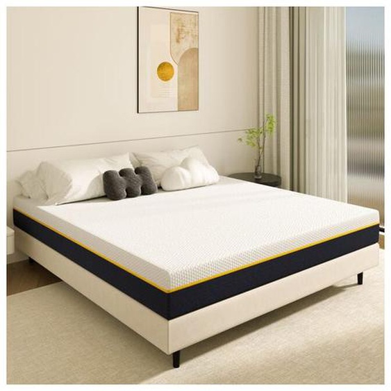 Matelas 160 x 200 cm à mémoire de forme Dewinner Haut 17 cm, Matelas en Mousse à mémoire de Forme, éponge en fibre de charbon de bambou, Double