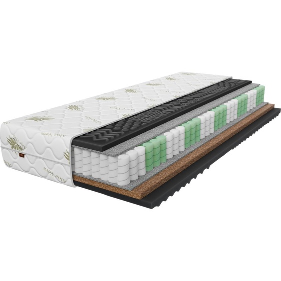 Matelas 160 x 200 cm Massage à laloe vera, matelas à ressorts ensachés PREMIUM BLACK Noir, 24 cm, luxe, confortable, H3/H4